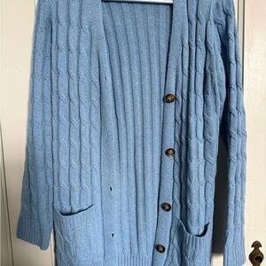 SHEIN Blue Cable Knit Cardigan